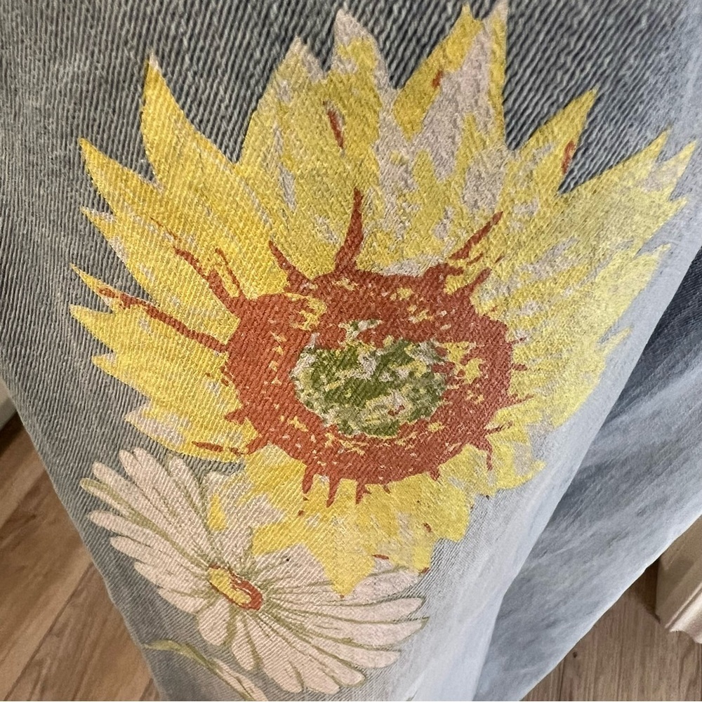 JORDACHE Boho Boyfriend Fit Daisy Jeans Yellow White Floral Light Blue Size 4 - Picture 6 of 16